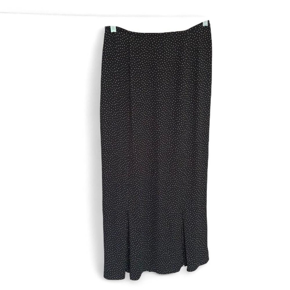 Vintage Dana Buchman black Polka Dot Maxi Skirt Size 10